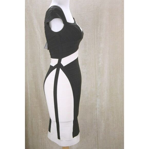 Herve Leger Amber Cap Sleeve Bandage Dress Size Small - Picture 5 of 11